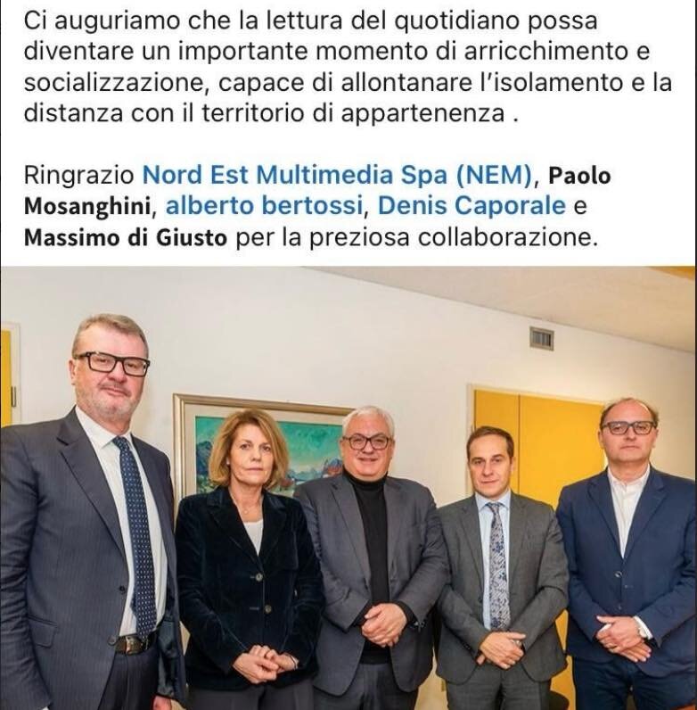 AUTOBENEFICENZA DI BLUENERGY AL GRUPPO NEM: LEGGERE IL MESSAGGERO VENETO STIMOLA LE FUNZIONI COGNITIVE