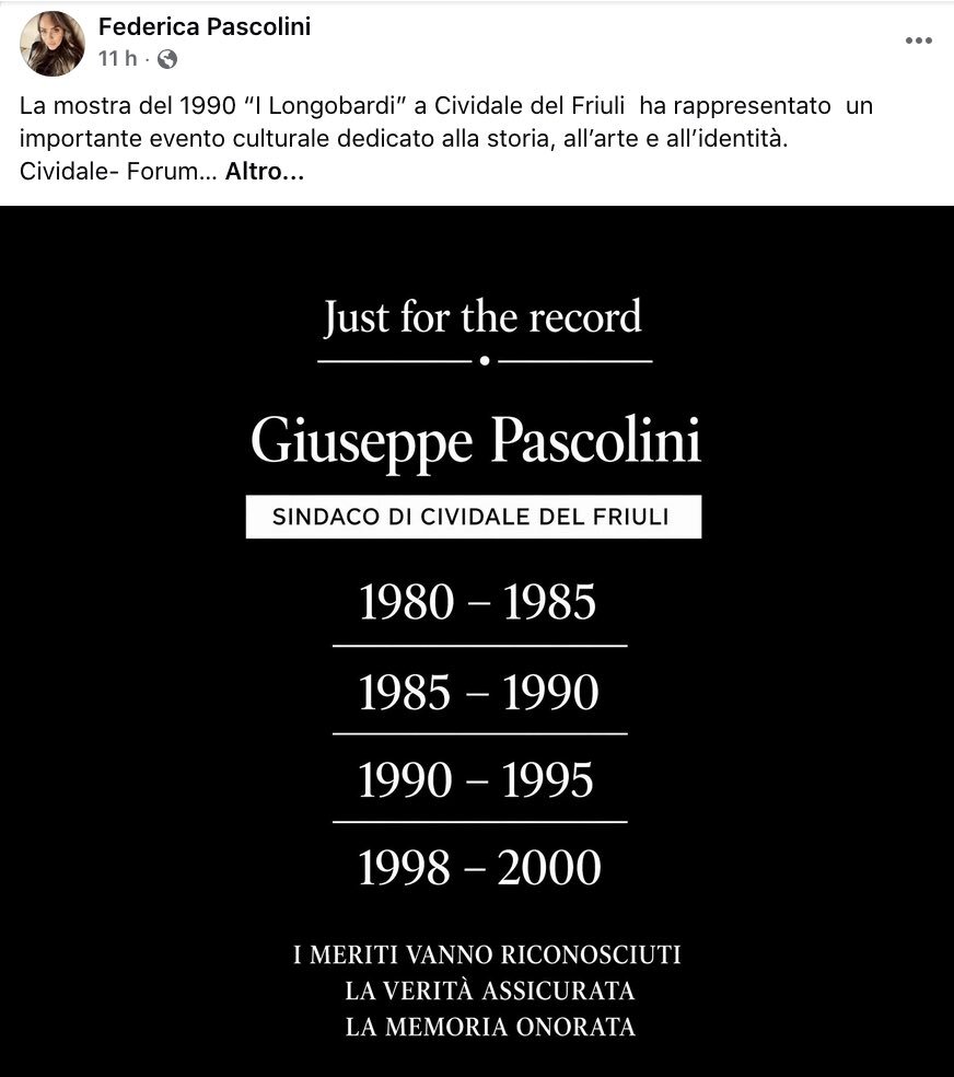 LA FIGLIA DELL'EX SINDACO GIUSEPPE PASCOLINI SBUGIARDA ATTILIO VUGA