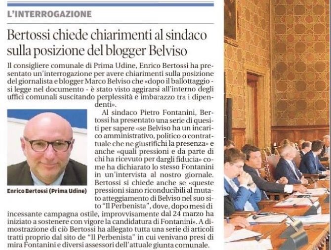 LA PRESIDENZA DELLA FUC A BERTOSSI IN CAMBIO DEI SUOI VOTI ALLE SCORSE AMMINISTRATIVE