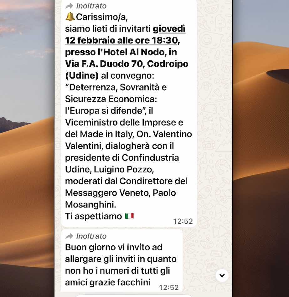 FACCHINI LASCIA LA BABA A TRIESTE E INVITA IL VICEMINISTRO VALENTINI AL NODO