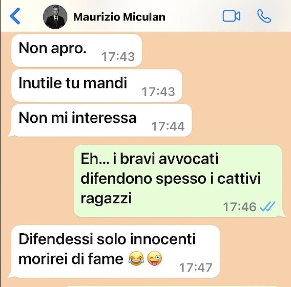 MAURIZIO MICULAN: DIFENDESSI SOLO INNOCENTI MORIREI DI FAME