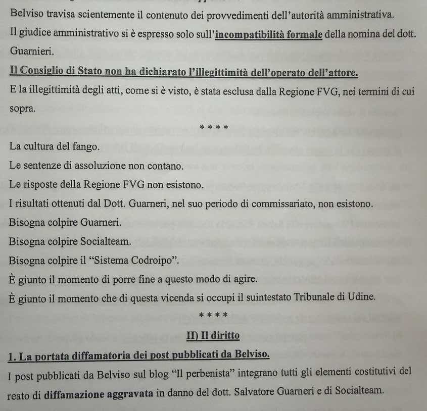 SALVATORE GUARNERI FA CAUSA AL PERBENISTA