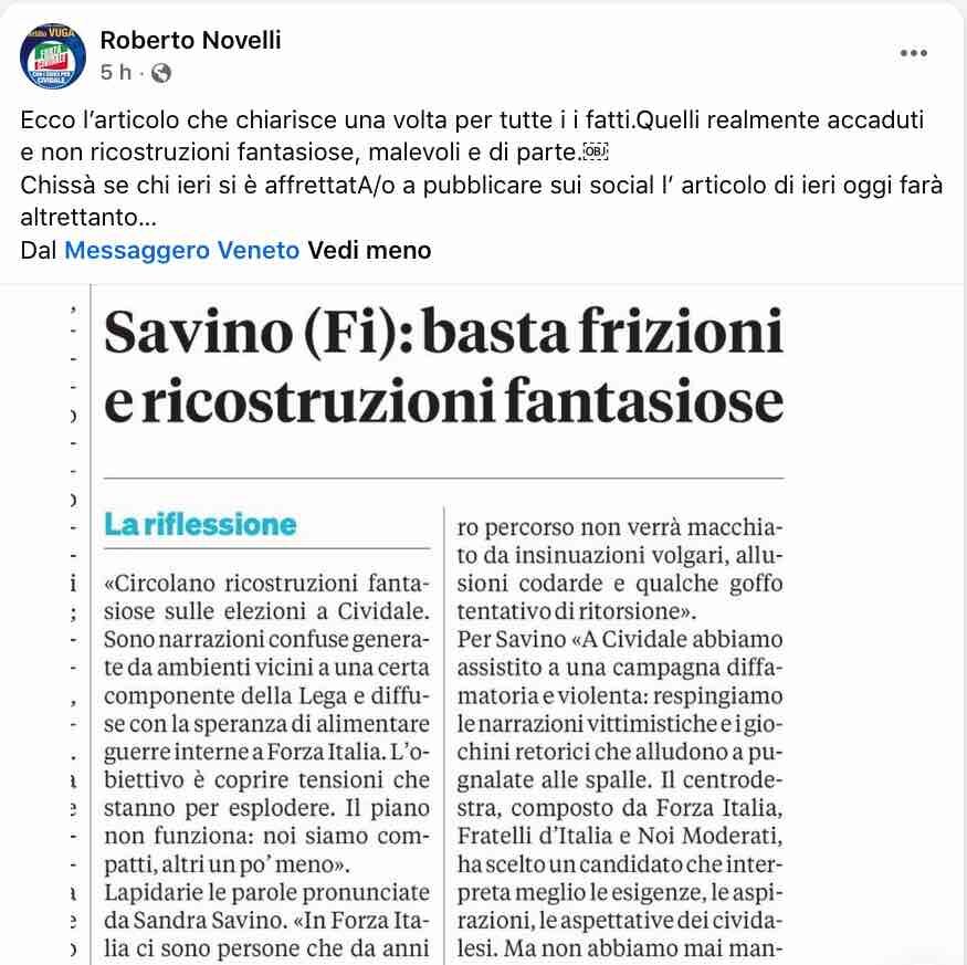 POSSIBILE VIOLAZIONE DEL SILENZIO ELETTORALE DEL MESSAGGERO VENETO A CIVIDALE
