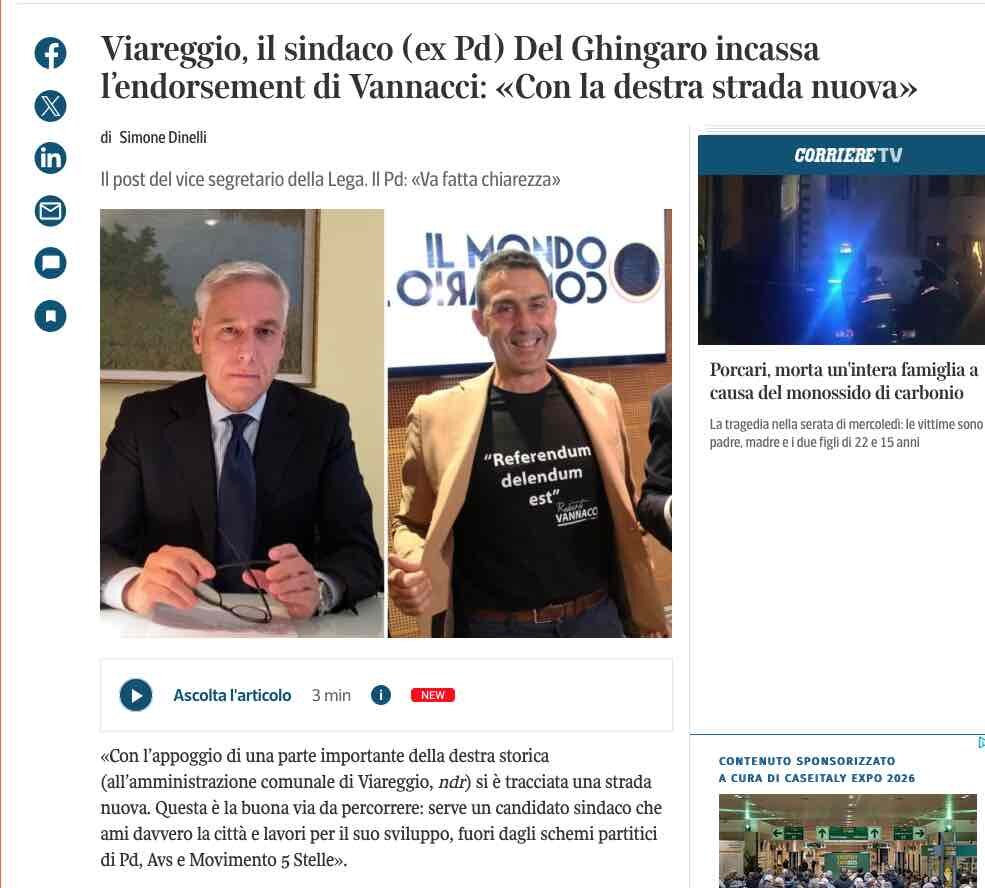 VANNACCI STAMPELLA DEL SINDACO COMUNISTA DI VIAREGGIO DEL GHINGARO