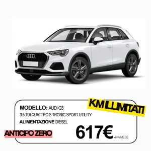Audi Q3 Promo noleggio lungo termine per privati e aziende, tutti i servizi inclusi, anticipo zero