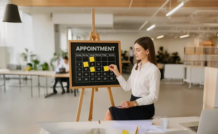 ragazza fissa appuntamenti in lavagna per consulenza personalizzata ragazza fissa appuntamenti in lavagna per consulenza personalizzata