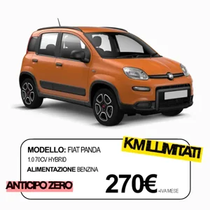 Fiat Panda Promo noleggio lungo termine per privati e aziende, tutti i servizi inclusi, anticipo zero