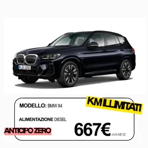 Bmw X4 Promo noleggio lungo termine per privati e aziende, tutti i servizi inclusi, anticipo zero