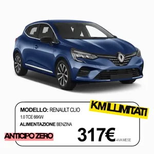 Renault Clio Promo noleggio lungo termine per privati e aziende, tutti i servizi inclusi, anticipo zero