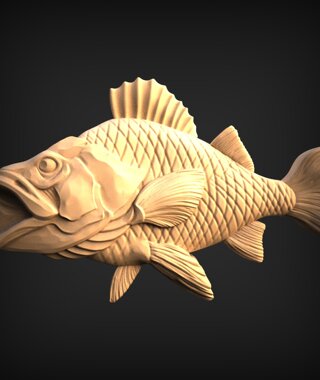 BASSORILEVO SU LEGNO - PESCE
