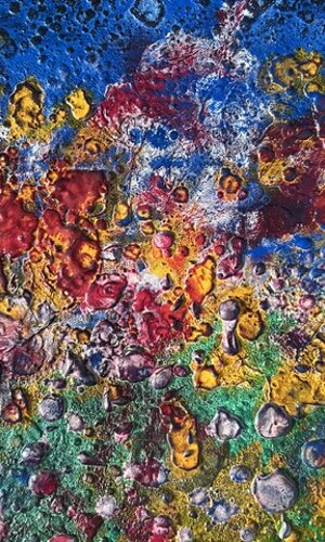 esplosione di colori su tela materica