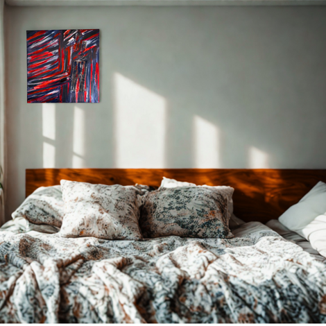 tela materica kaos in camera da letto