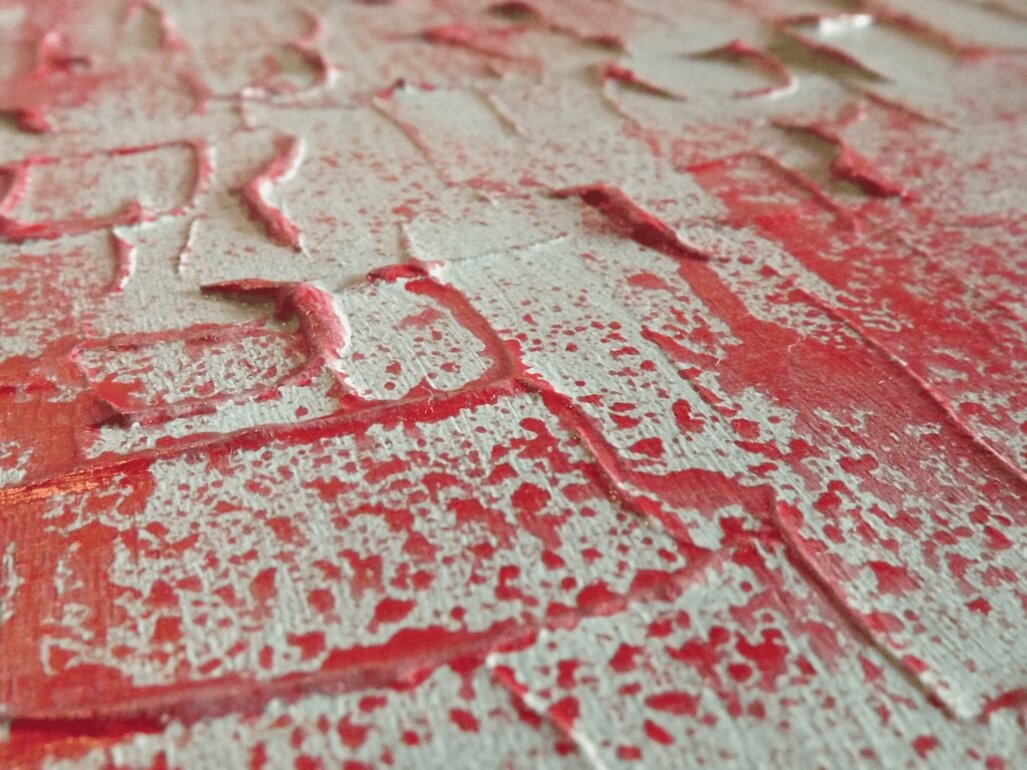 quadro materico spatolato verde e rosso