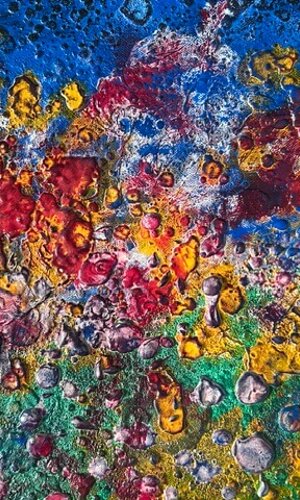 esplosione di colori su tela materica