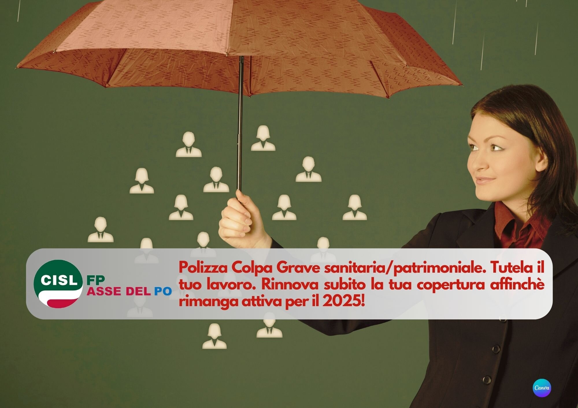 Cisl FP Asse del Po. Polizza Colpa Grave sanitaria/patrimoniale. Tutela il tuo lavoro. Riparte la campagna adesioni e rinnovi 2025