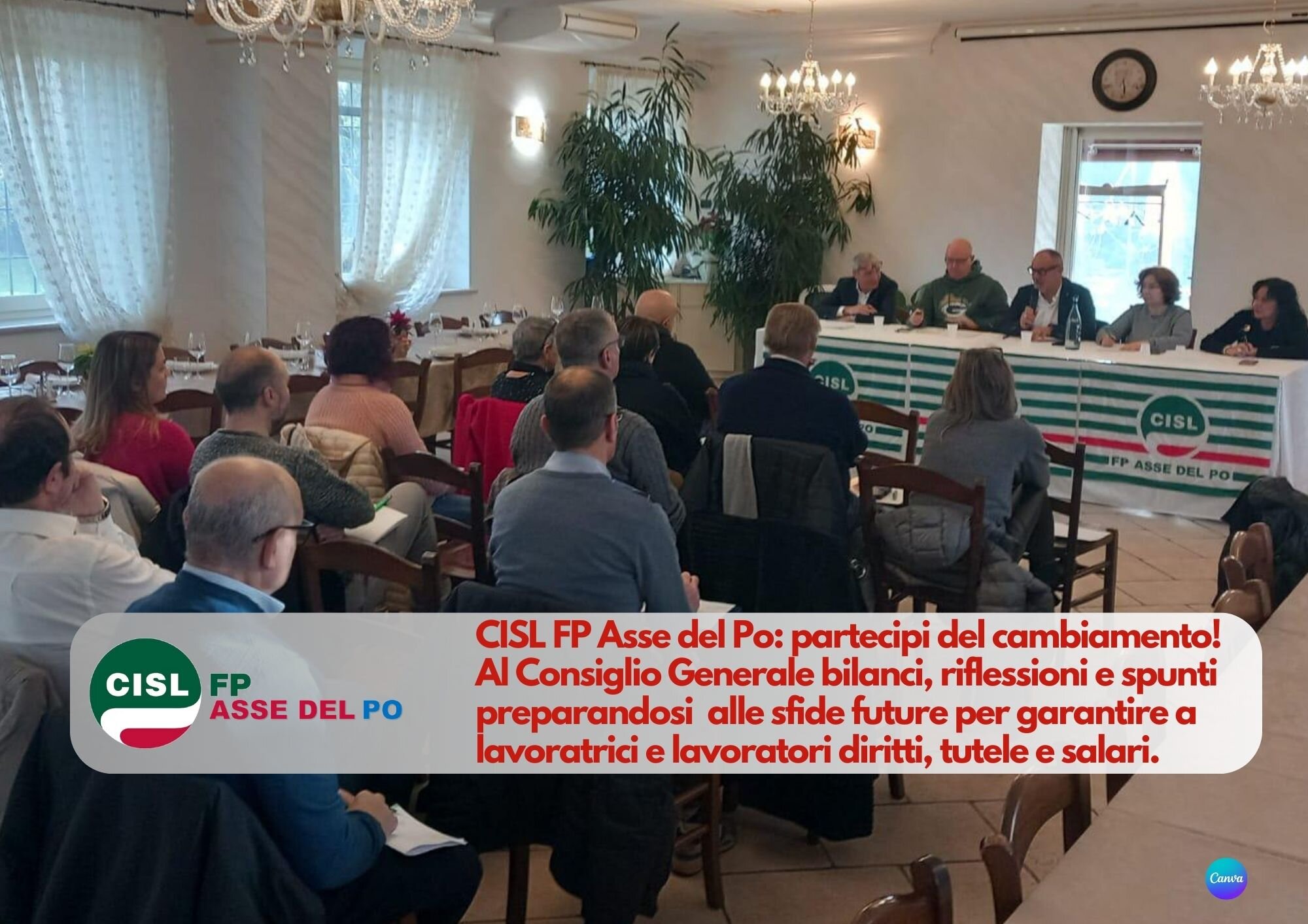CISL FP Asse del Po. Al Consiglio Generale bilanci, riflessioni e spunti preparandosi alle sfide future per garantire a lavoratrici e lavoratori diritti, tutele