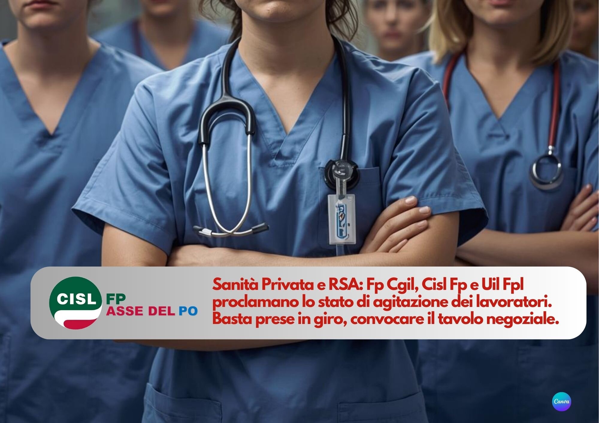 CISL FP Asse del Po. Sanità Privata e RSA: proclamato lo stato di agitazione dei lavoratori