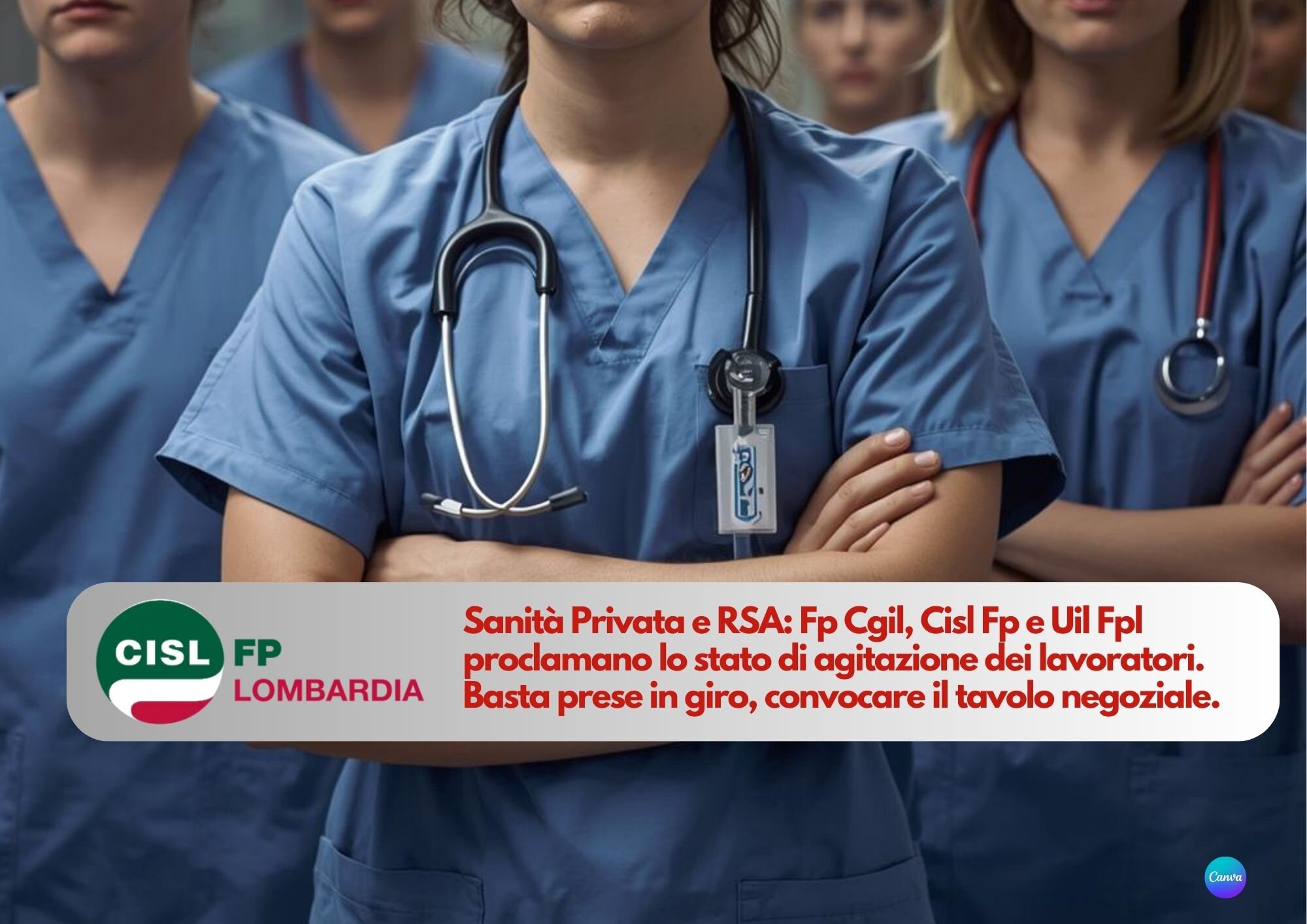 CISL FP Lombardia. Sanità Privata e RSA: proclamato lo stato di agitazione dei lavoratori