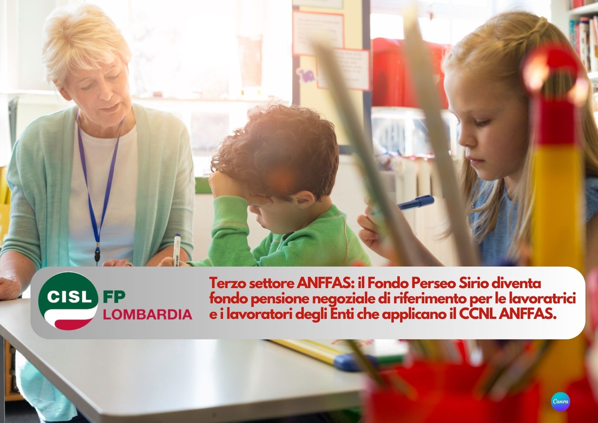CISL FP Lombardia. Terzo settore ANFFAS: il Fondo Perseo Sirio diventa fondo pensione negoziale di riferimento
