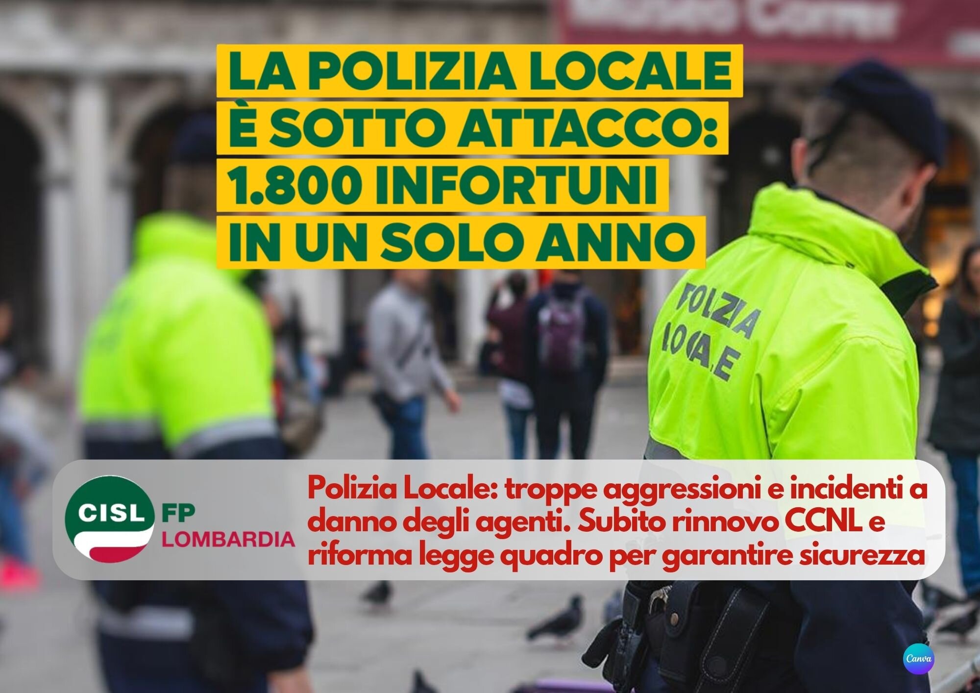 CISL FP Lombardia. Polizia Locale: troppe aggressioni agli agenti. Subito rinnovo CCNL e riforma