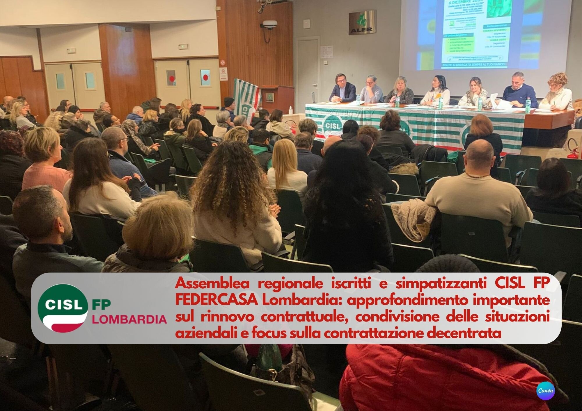 CISL FP Lombardia. Assemblea CISL FP Federcasa dei lavoratori delle sedi ALER lombarde e di Metropolitana Milanese, focus su CCNL e contrattazione decentrata