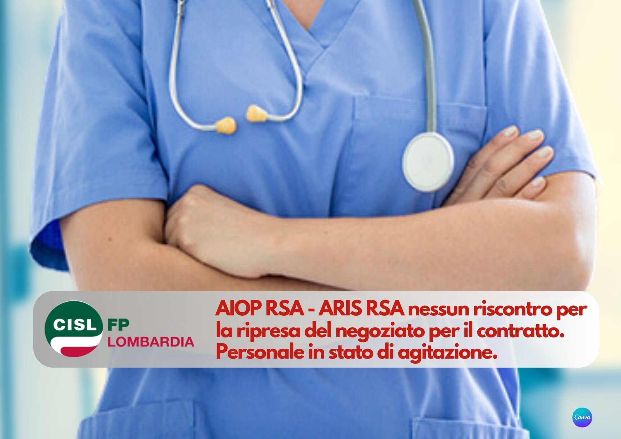 CISL FP Lombardia. AIOP RSA - ARIS RSA nessun riscontro. Stato di agitazione, verso la mobilitazione.