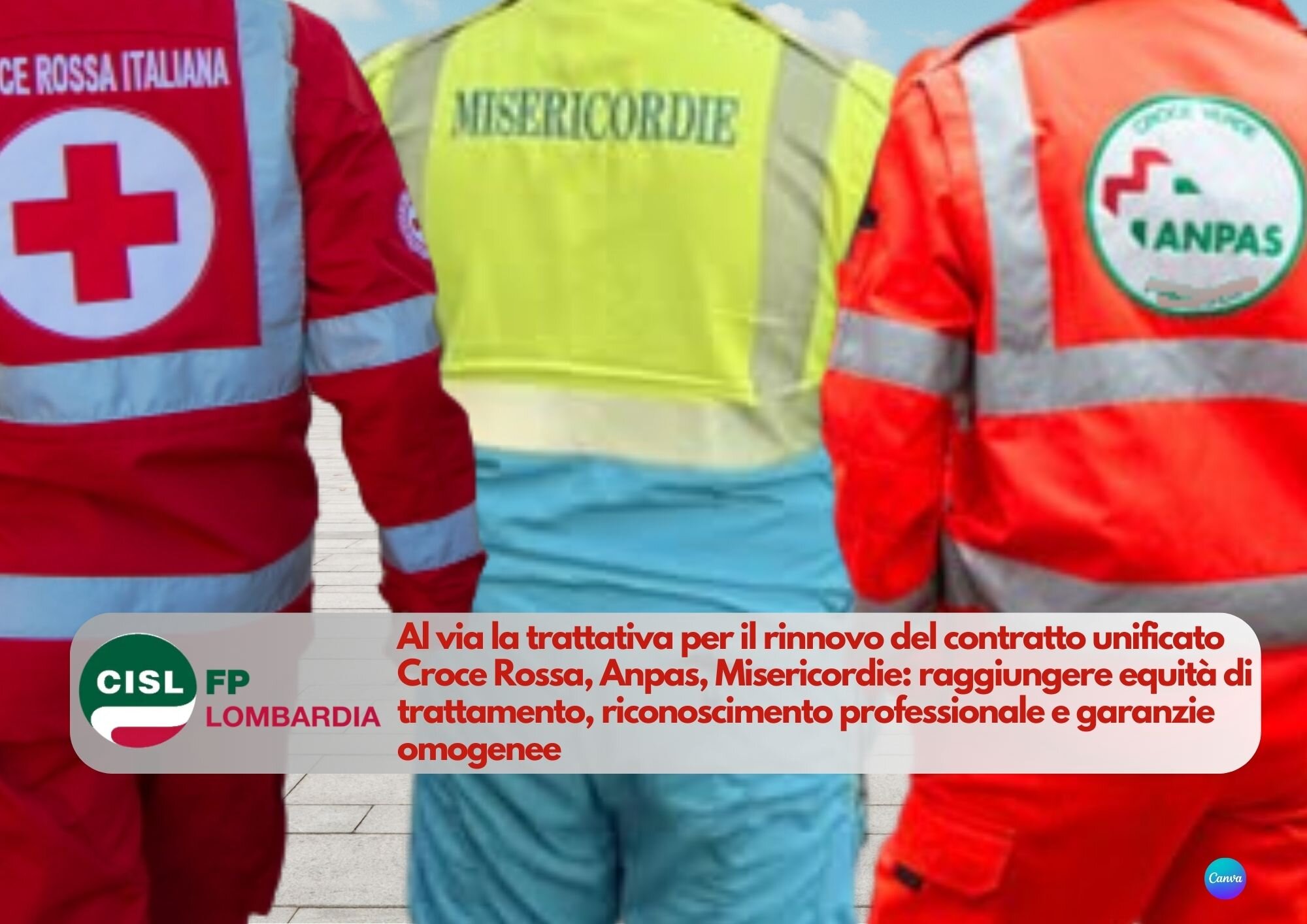 CISL FP Lombardia. Al via trattativa per rinnovo contratto unificato Croce Rossa, Anpas, Misericordie
