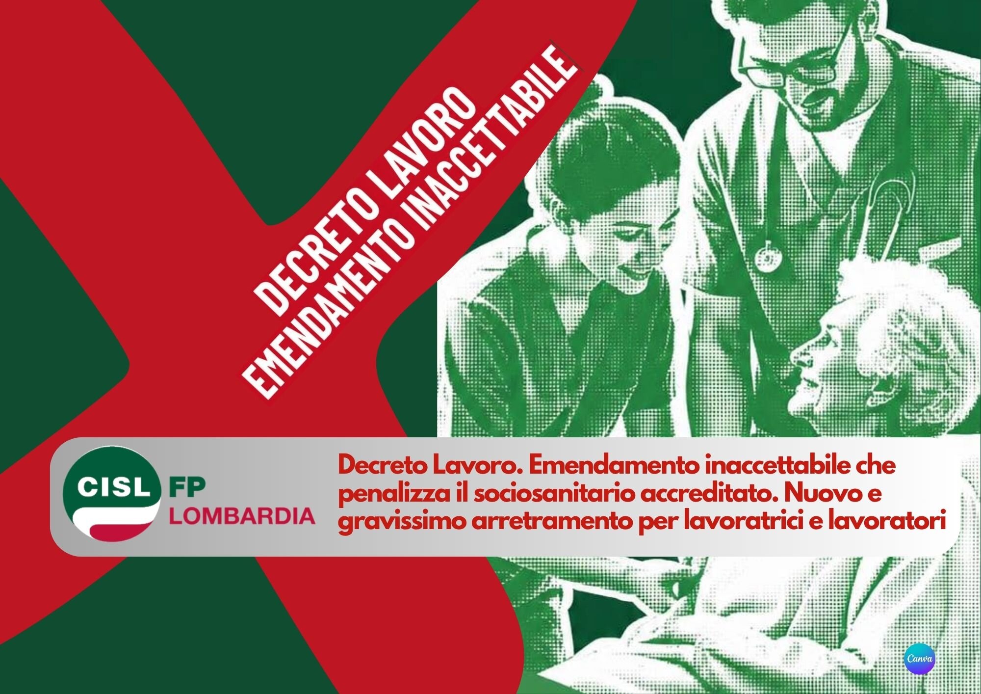 Cisl FP Lombardia. Decreto Lavoro: inaccettabile l&rsquo;emendamento che penalizza i lavoratori del sociosanitario accreditato