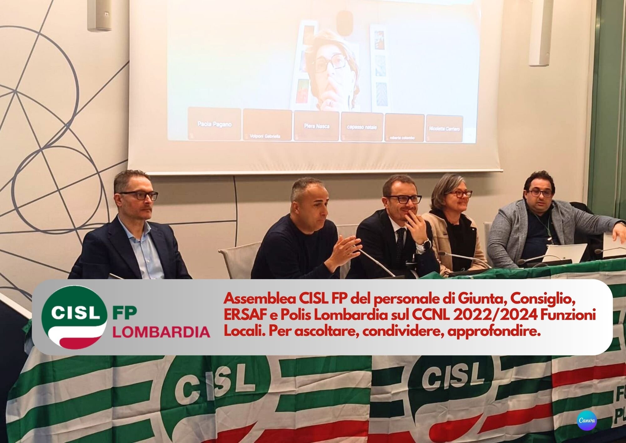 CISL FP Lombardia. Personale di Regione Lombardia e Enti regionali in assemblea. Tema: CCNL 2022/2024 FL