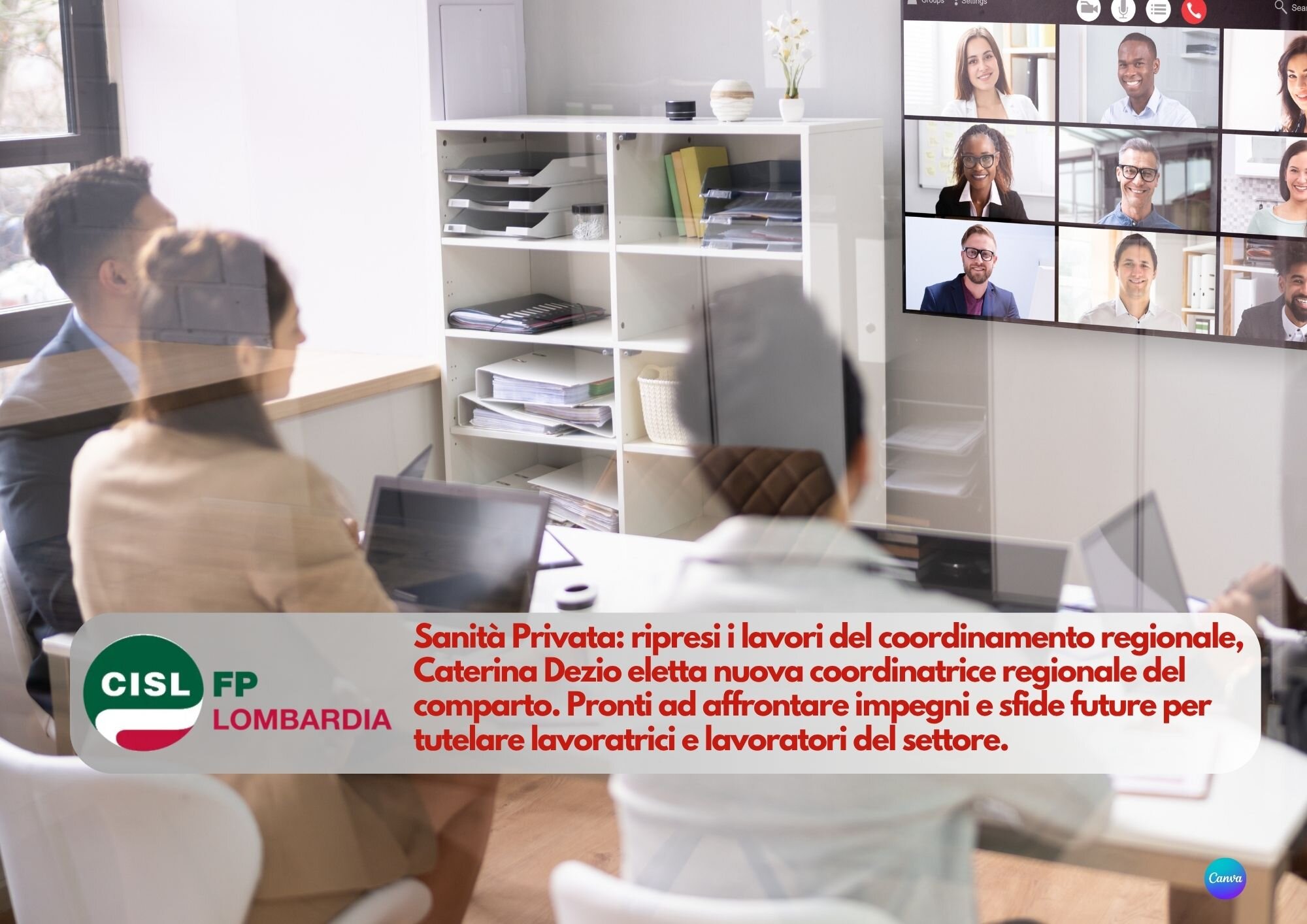 CISL FP Lombardia. Ripresi i lavori del coordinamento Sanità Privata: Dezio nuova coordinatrice regionale del comparto.