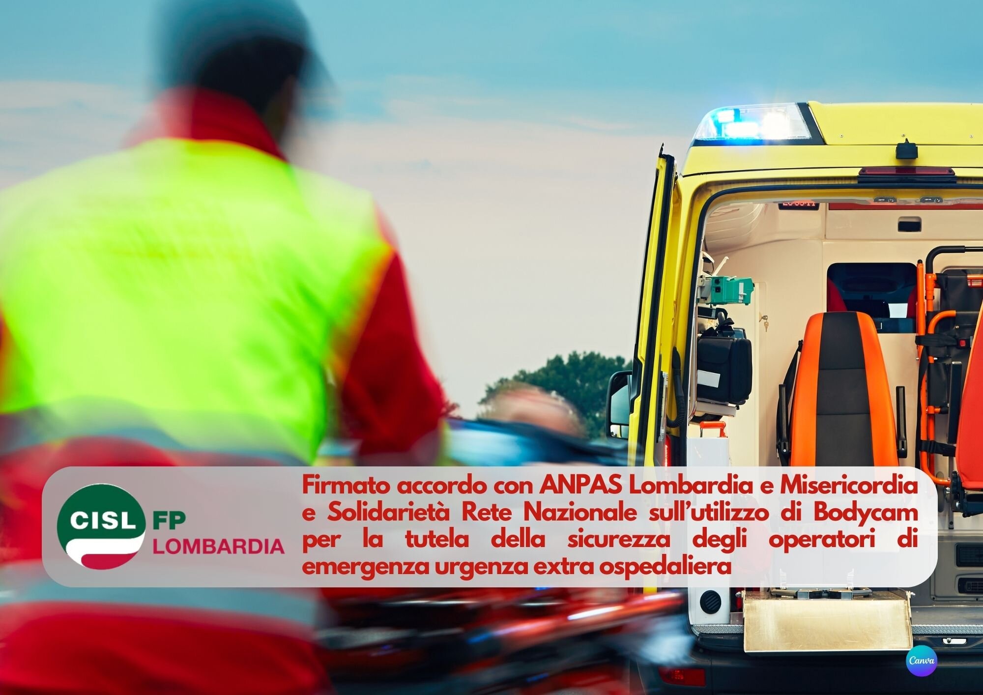 CISL FP Lombardia. Firmato accordo regionale su utilizzo bodycam per la sicurezza del personale dell'emergenza urgenza extra ospedaliera
