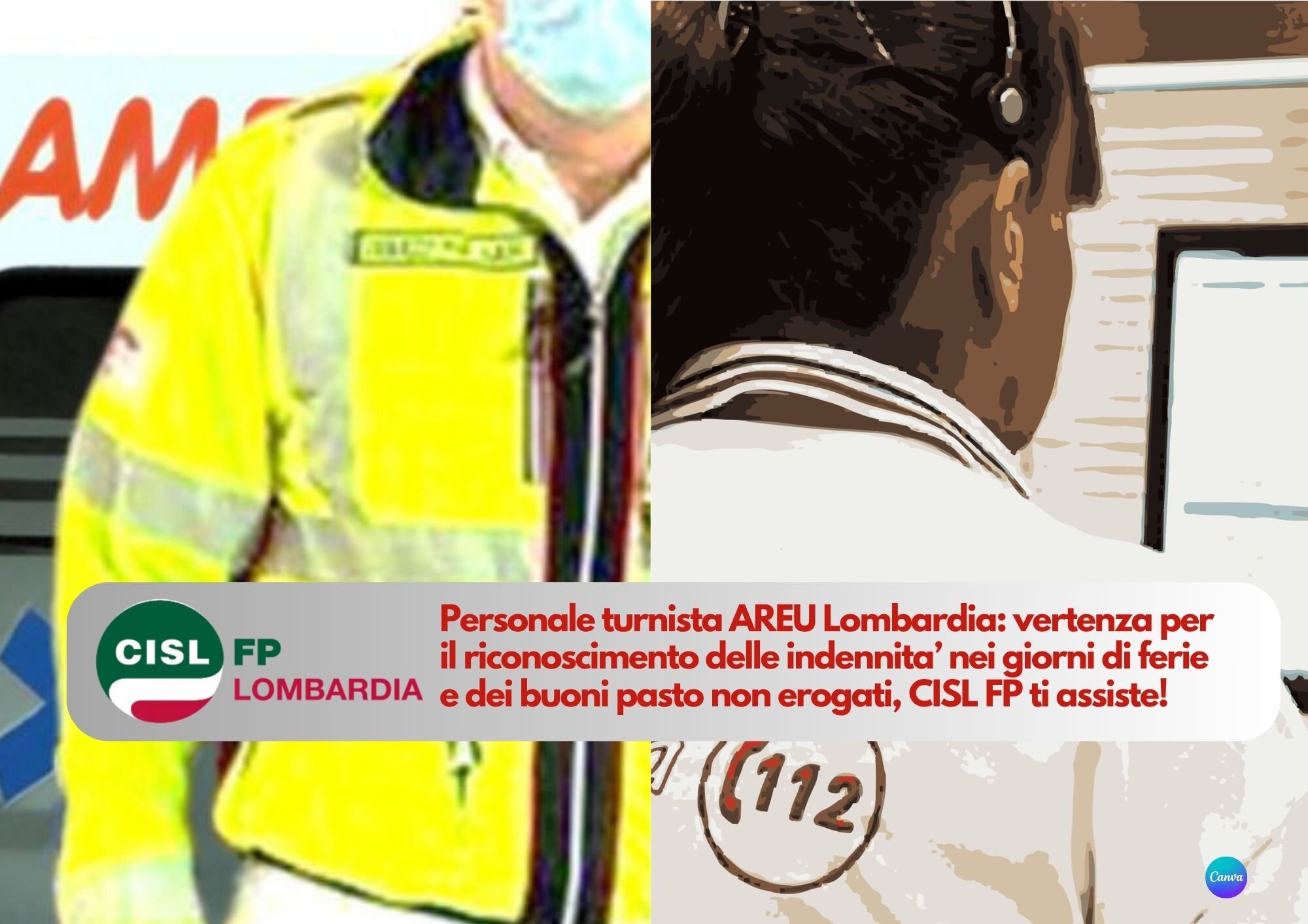 CISL FP Lombardia. AREU: riconoscimento indennità nei giorni di ferie e buoni pasto non erogati, tuteliamo i tuoi diritti