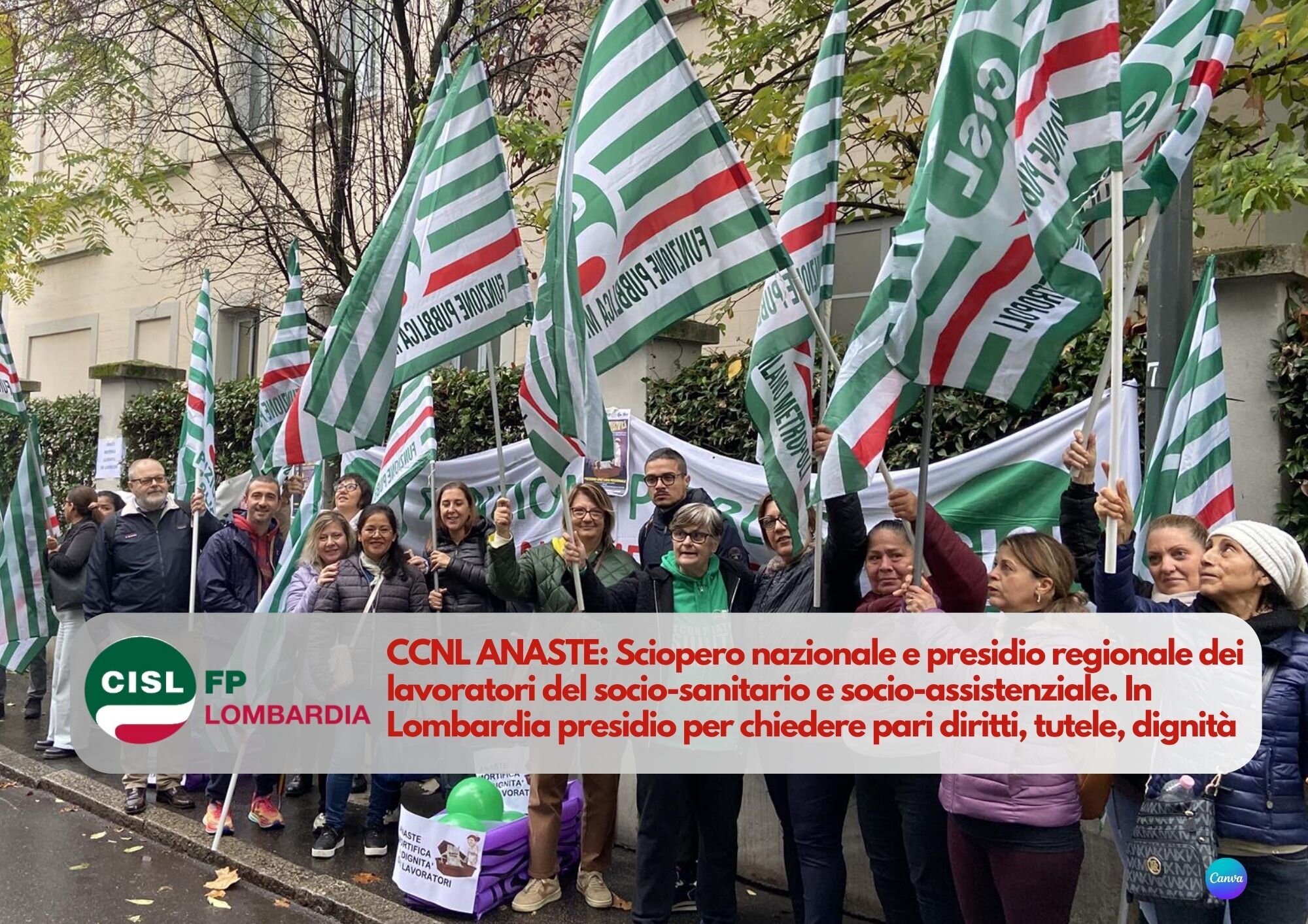 CISL FP Lombardia. Anaste: giornata di sciopero nazionale e presidio regionale dei lavoratori. In piazza per chiedere pari diritti, tutele e rispetto della dignità