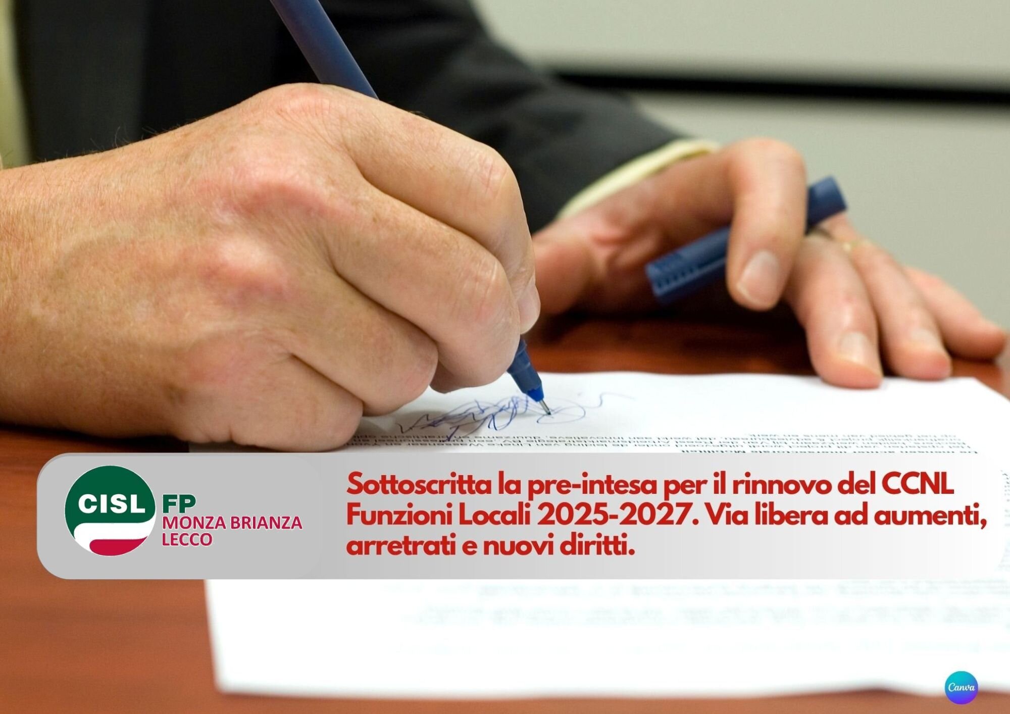 CISL FP Monza Brianza Lecco. Firmato il CCNL Funzioni Locali 2025-2027. Rinnovi ravvicinati, salari più alti e nuovi diritti
