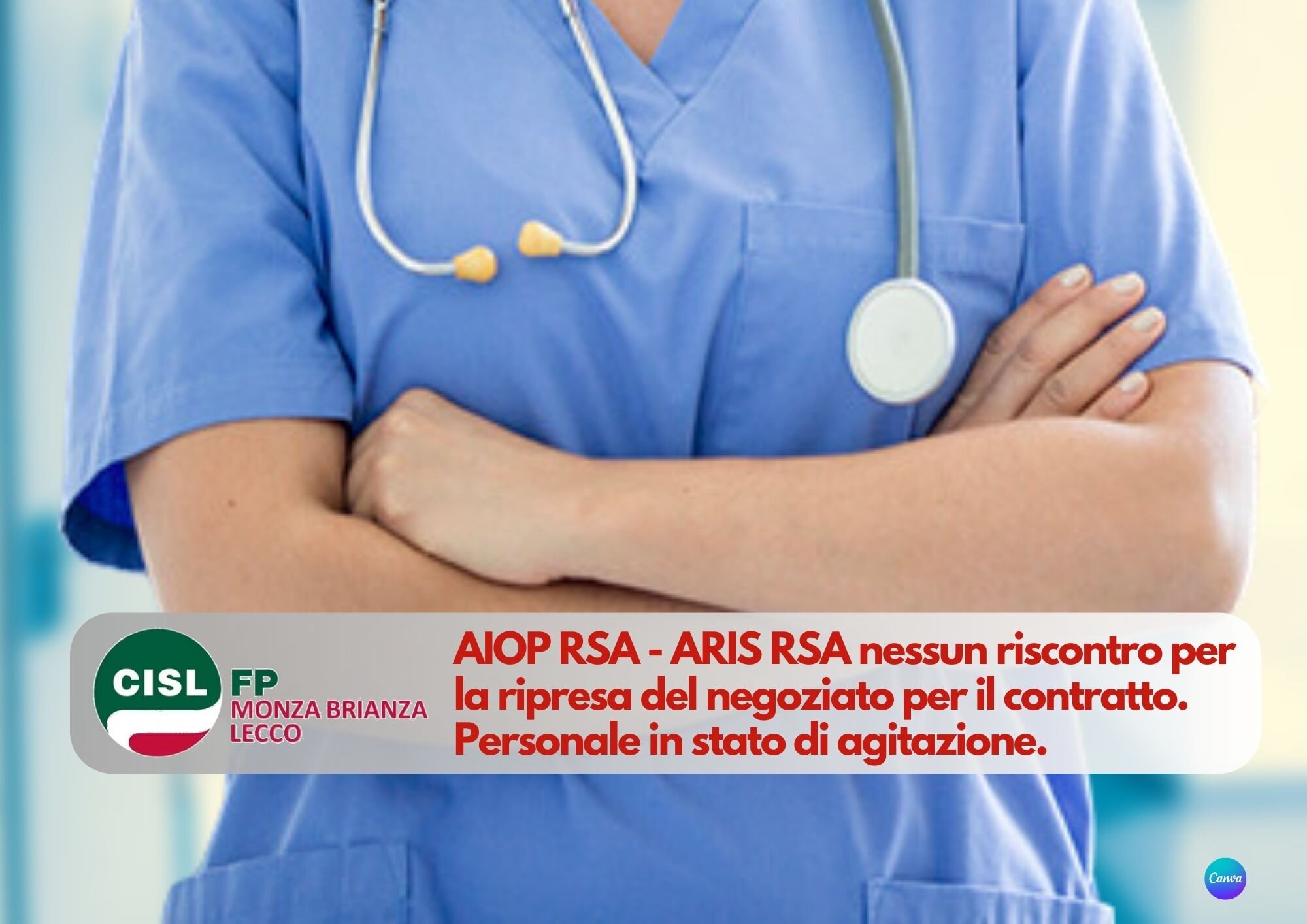 CISL FP Monza Brianza Lecco. AIOP RSA - ARIS RSA nessun riscontro. Stato di agitazione, verso la mobilitazione.