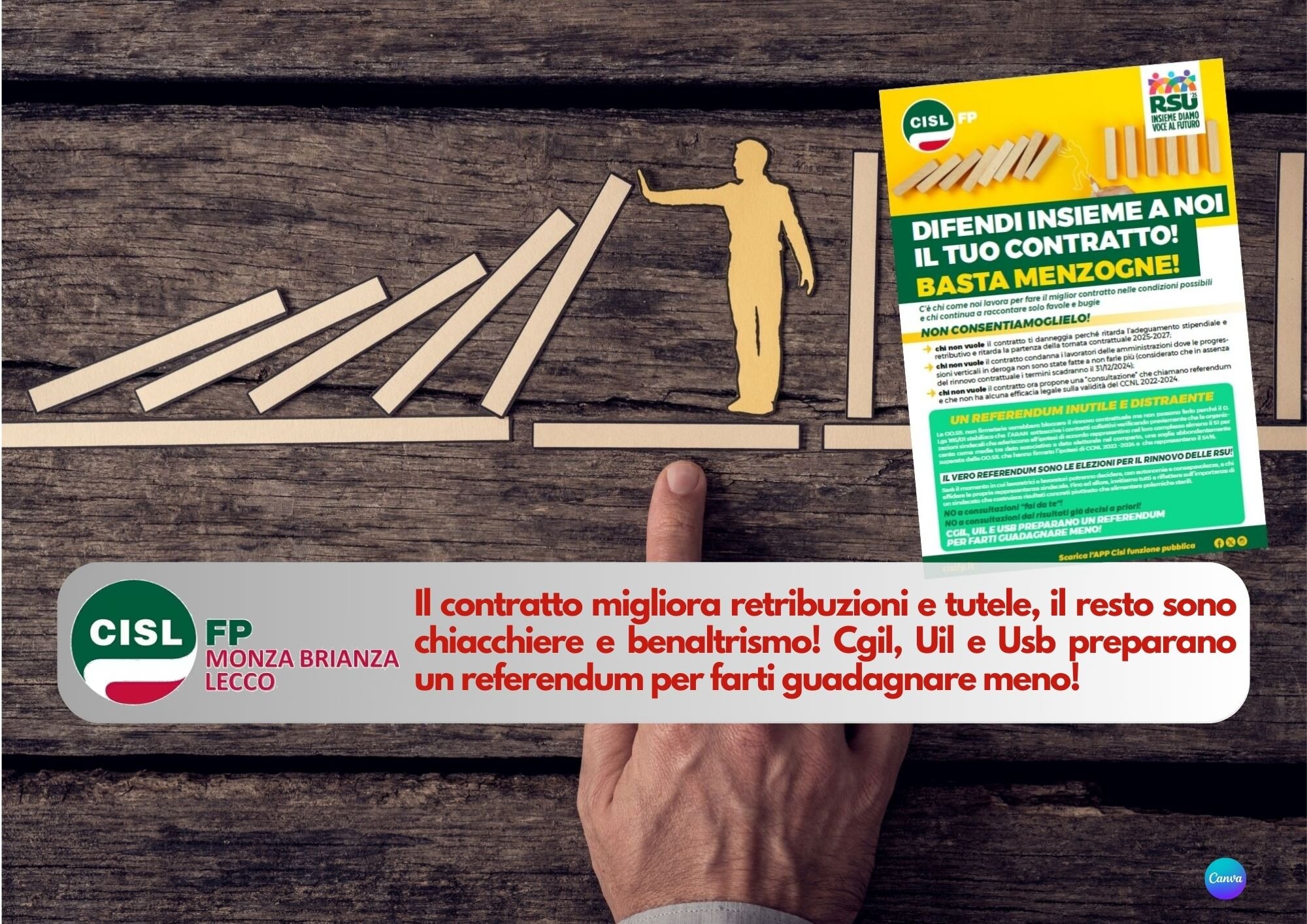CISL FP Monza Brianza Lecco. Funzioni centrali: basta menzogne! Difendi insieme a noi il tuo contratto.