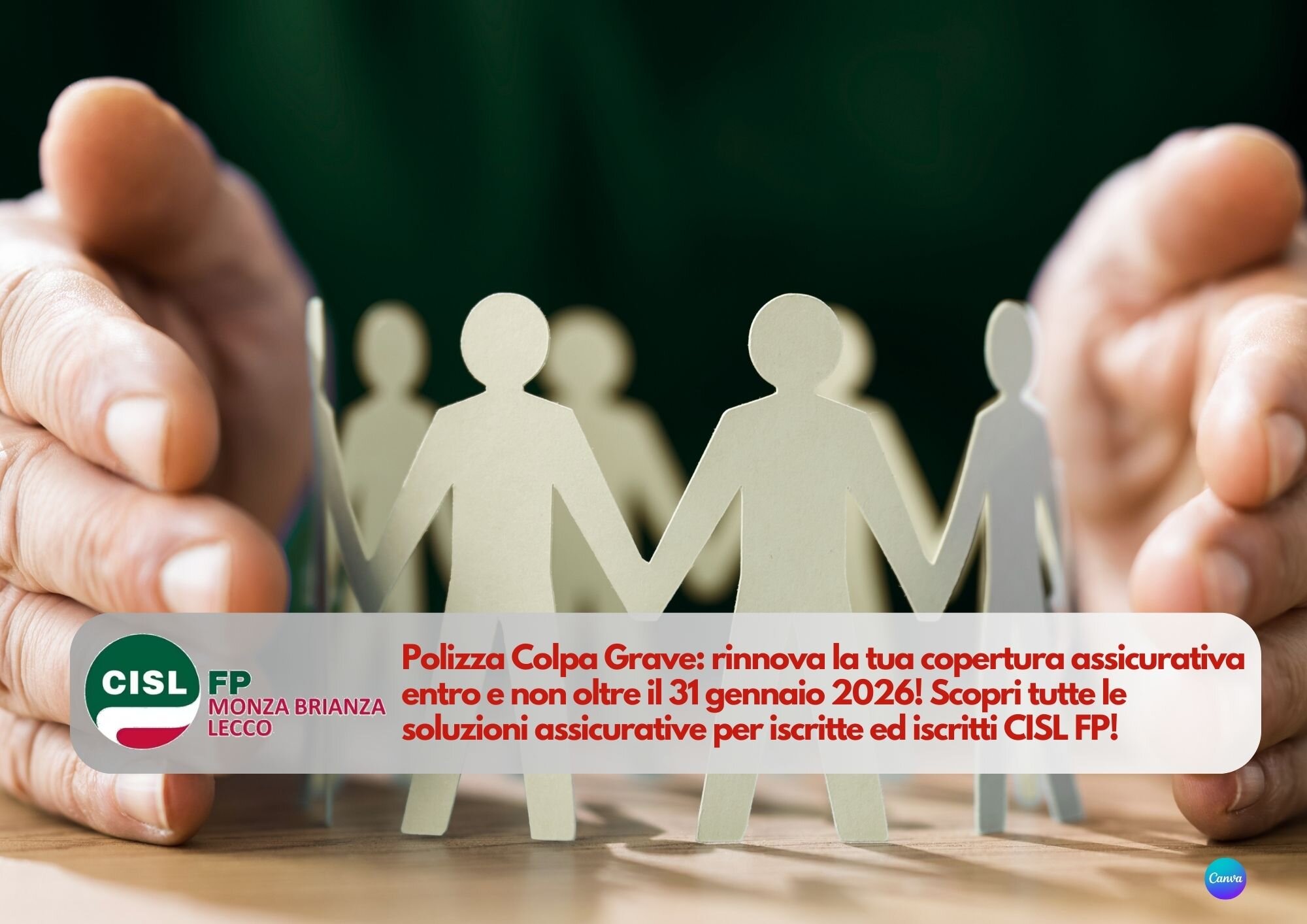 Cisl FP Monza Brianza Lecco. Iscritto CISL FP? Rinnova ora la tua copertura assicurativa Colpa Grave sanitaria/patrimoniale