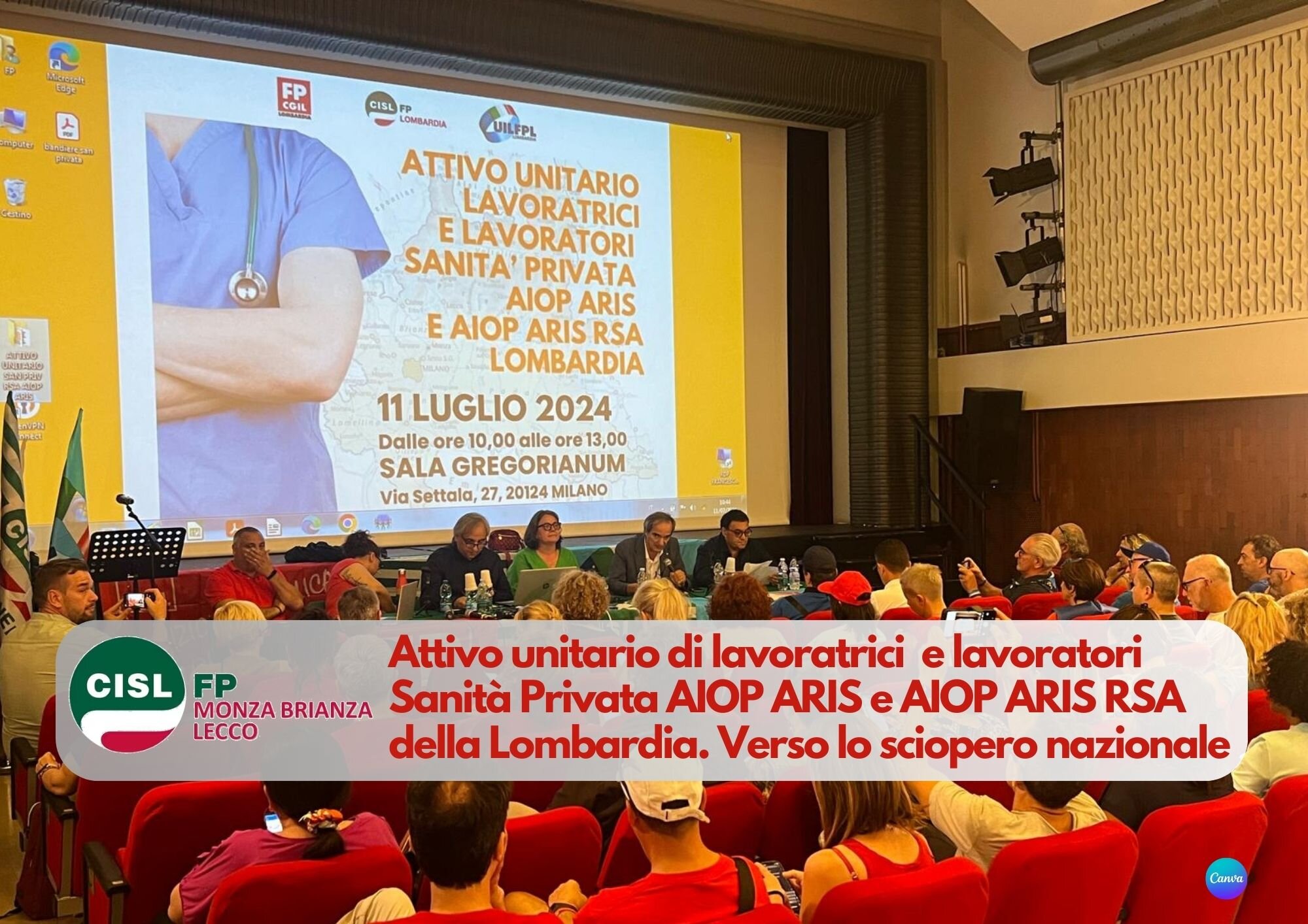 CISL FP Monza Brianza Lecco. Attivo unitario regionale lavoratrici e lavoratori Aiop e Aris Sanità Privata e Rsa/cdr. Verso lo sciopero nazionale del 23 settem