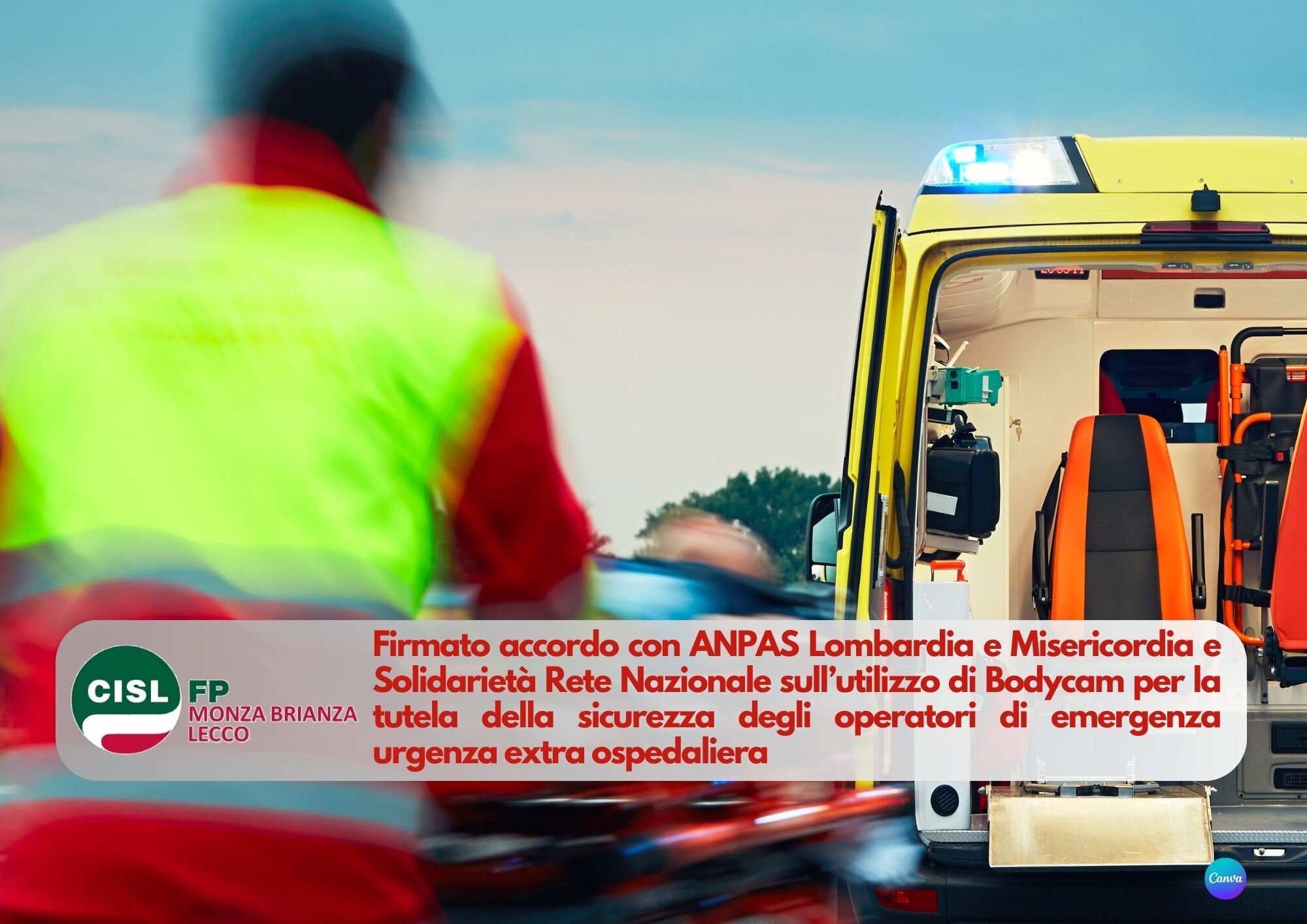 CISL FP Monza Brianza Lecco. Firmato accordo regionale su utilizzo bodycam per la sicurezza del personale dell'emergenza urgenza extra ospedaliera