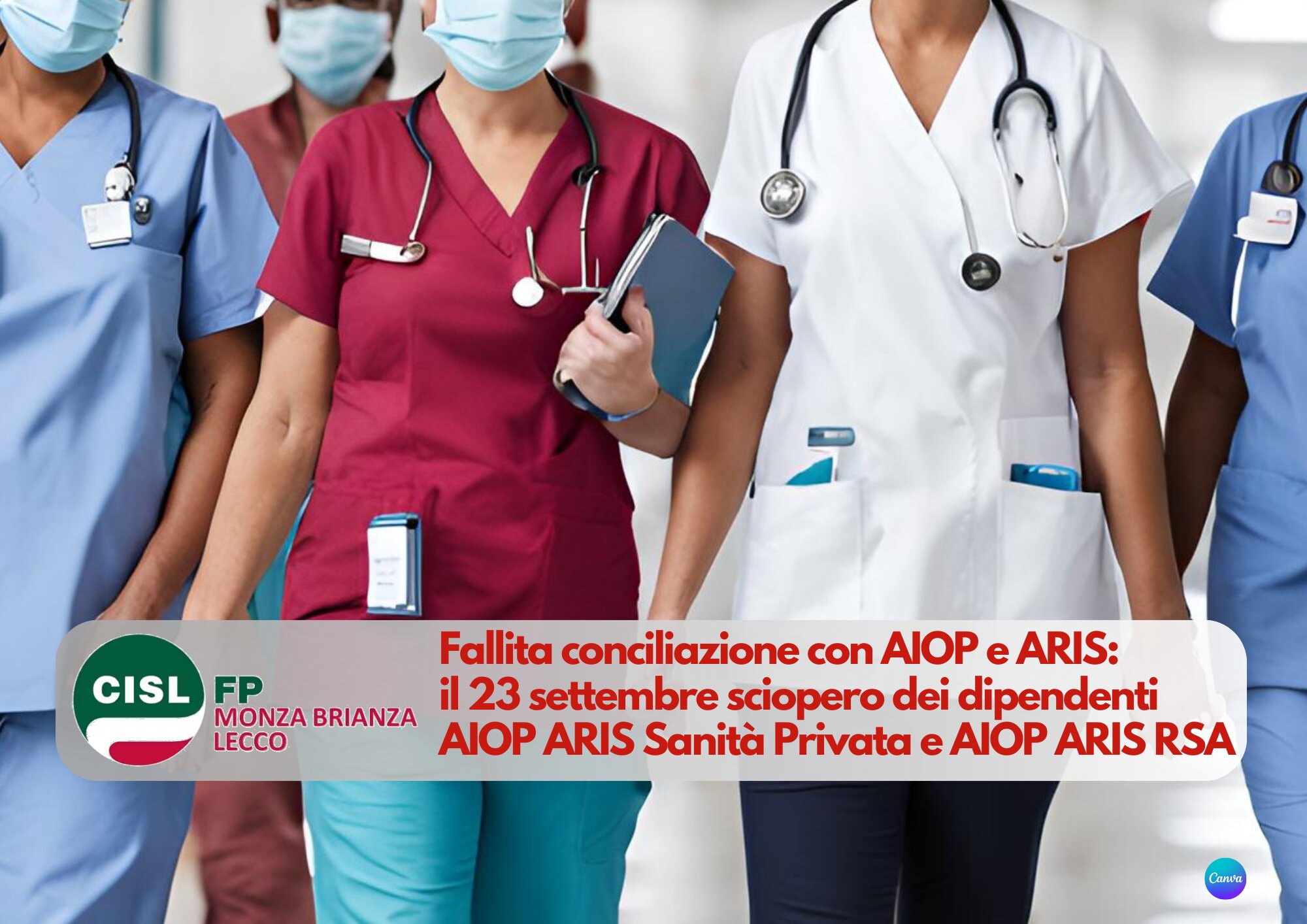 CISL FP Monza Brianza Lecco. Sanità privata AIOP - ARIS: fallita conciliazione. Sciopero il 23 settembre