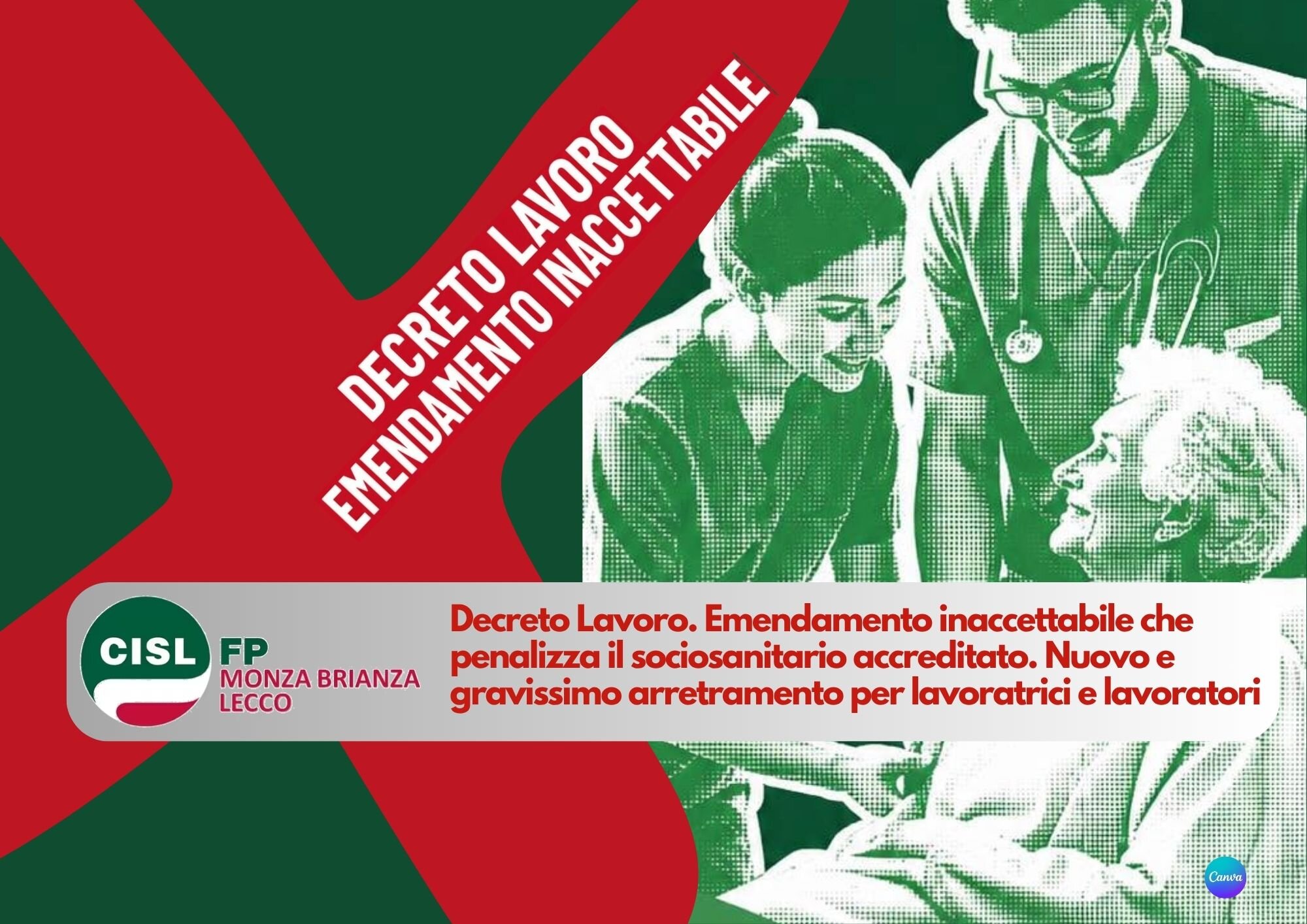 Cisl FP Monza Brianza Lecco. Decreto Lavoro: inaccettabile l’emendamento che penalizza i lavoratori del sociosanitario accreditato