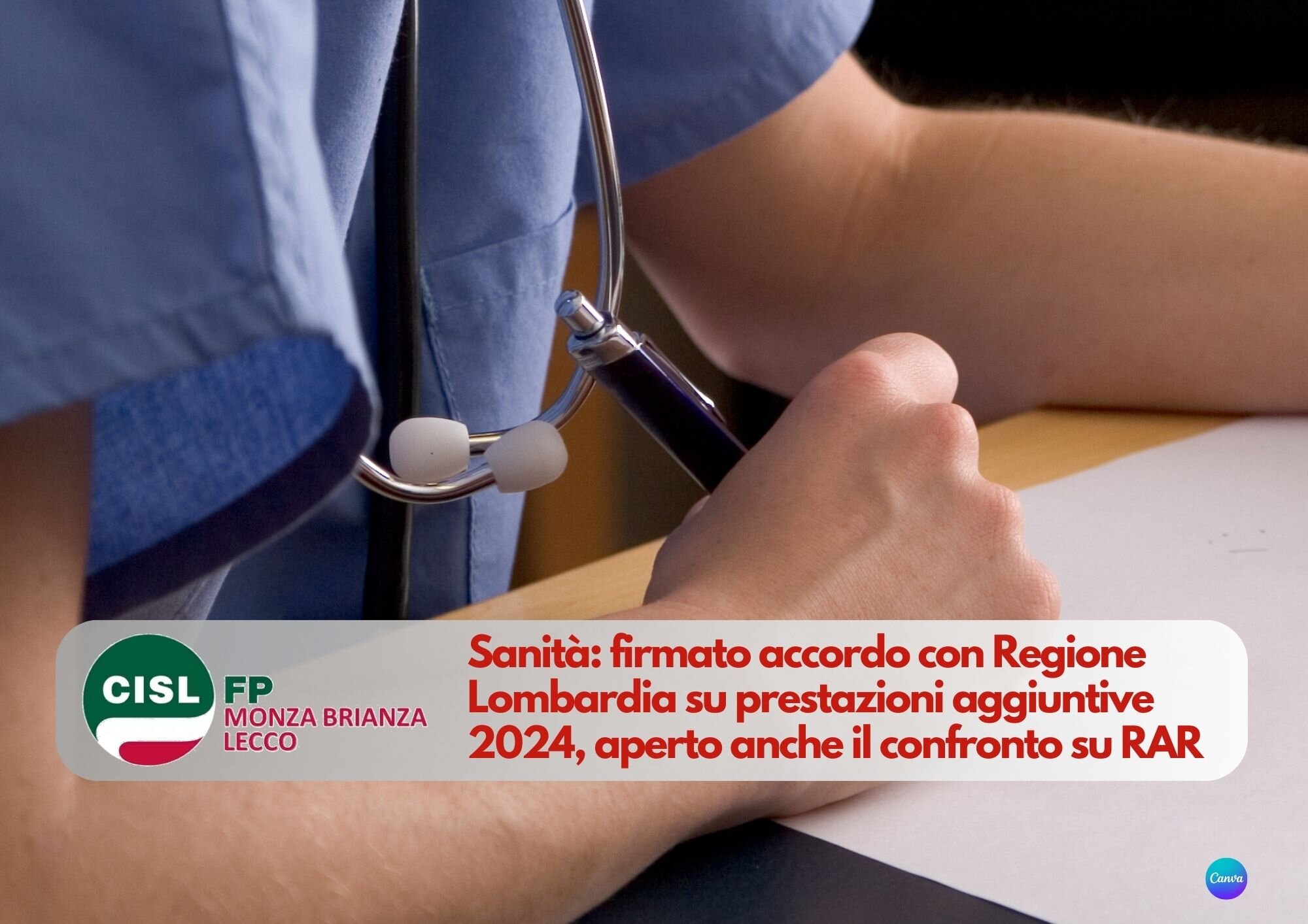 CISL FP Monza Brianza Lecco. Sanità: firmato con Regione l’accordo sulle prestazioni aggiuntive e aperto il confronto anche sulle RAR 2024.