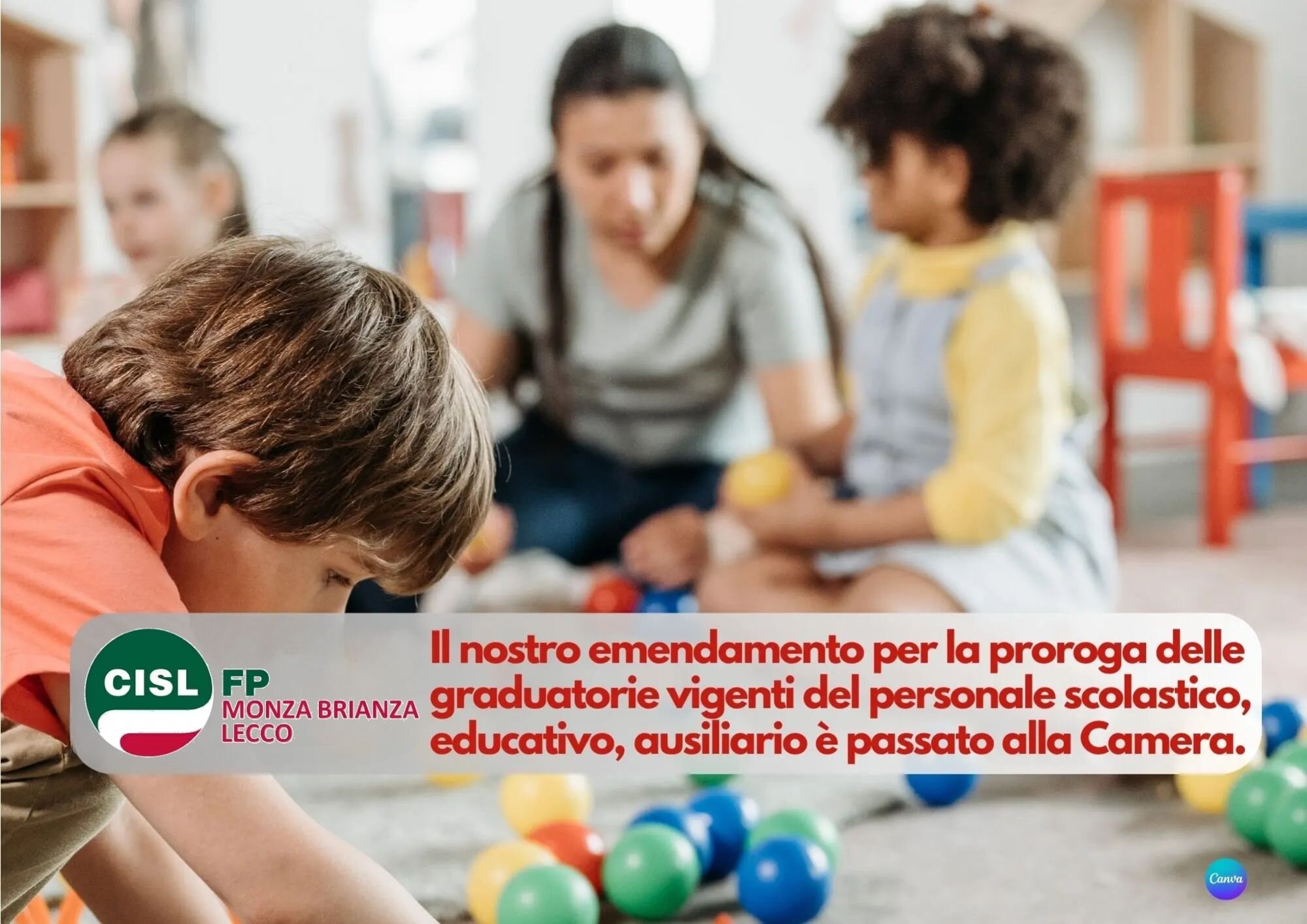 Cisl FP Monza Brianza Lecco. Educativo scolastico: emendamento proroga graduatorie vigenti passa alla Camera