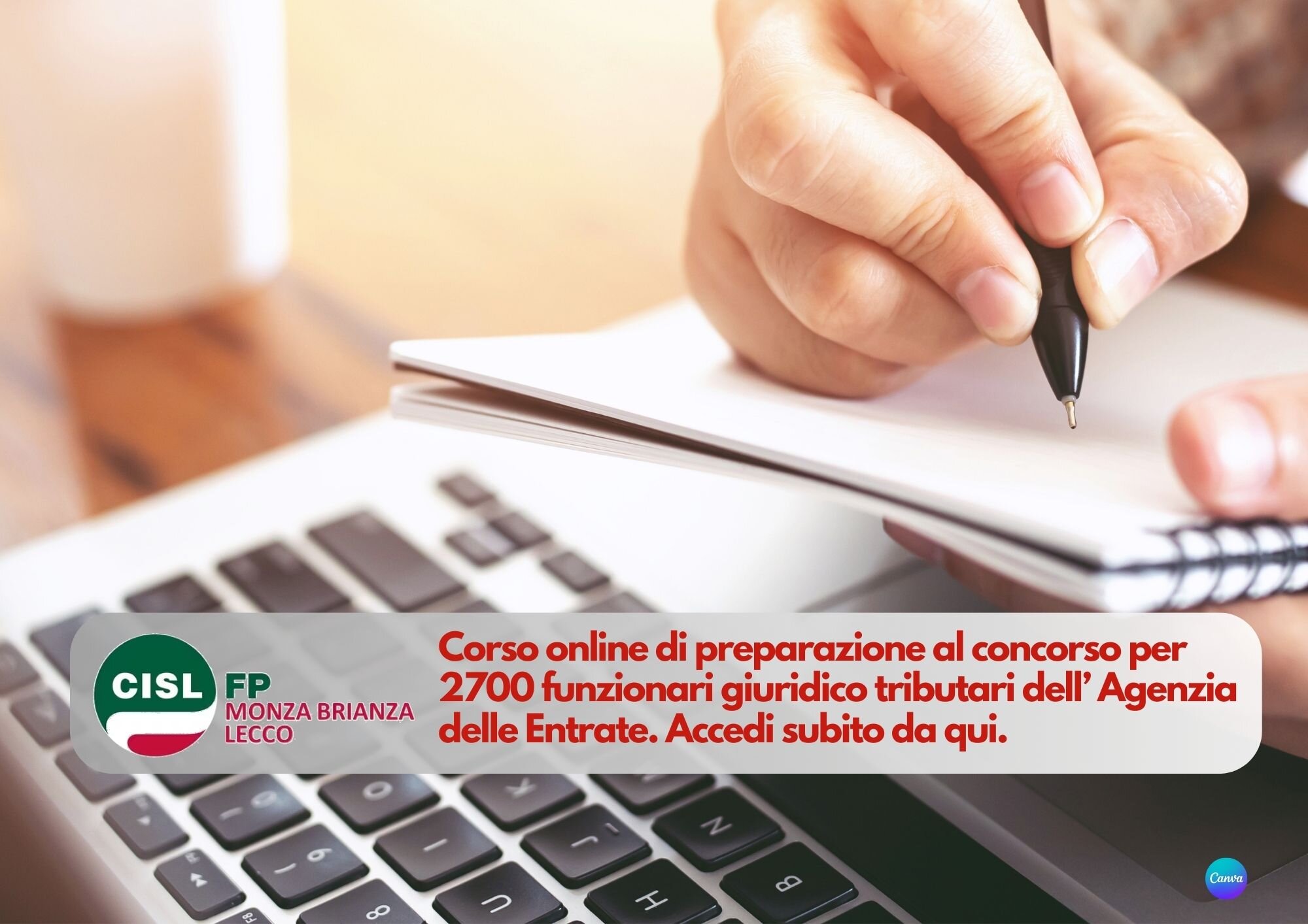 CISL FP Monza Brianza Lecco. Disponibile corso online di preparazione al concorso Agenzia delle Entrate