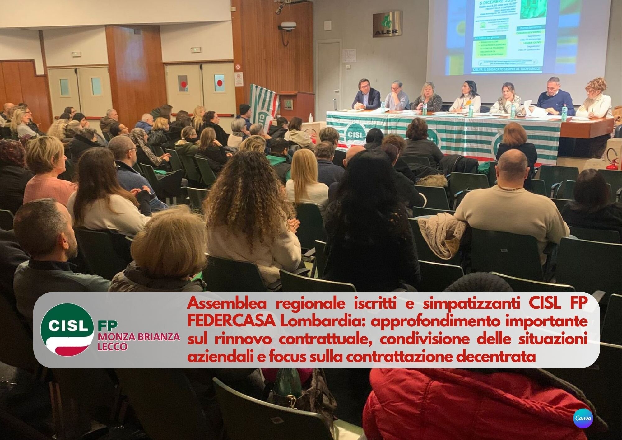 CISL FP Monza Brianza Lecco. Assemblea CISL FP Federcasa dei lavoratori delle sedi ALER lombarde e di Metropolitana Milanese, focus su CCNL e contrattazione dec