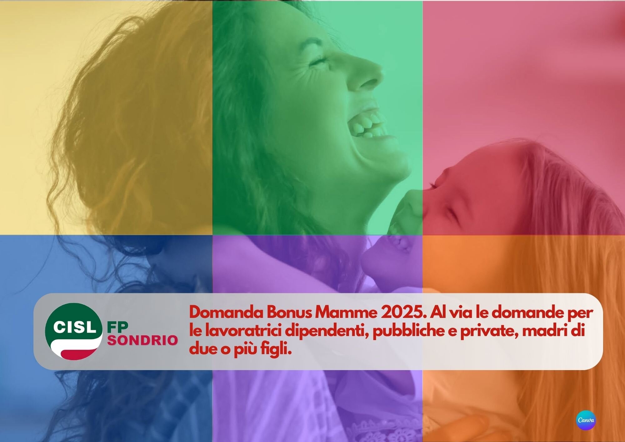 CISL FP Sondrio. Domanda Bonus Mamme 2025. Chi, come, quando: il promemoria!