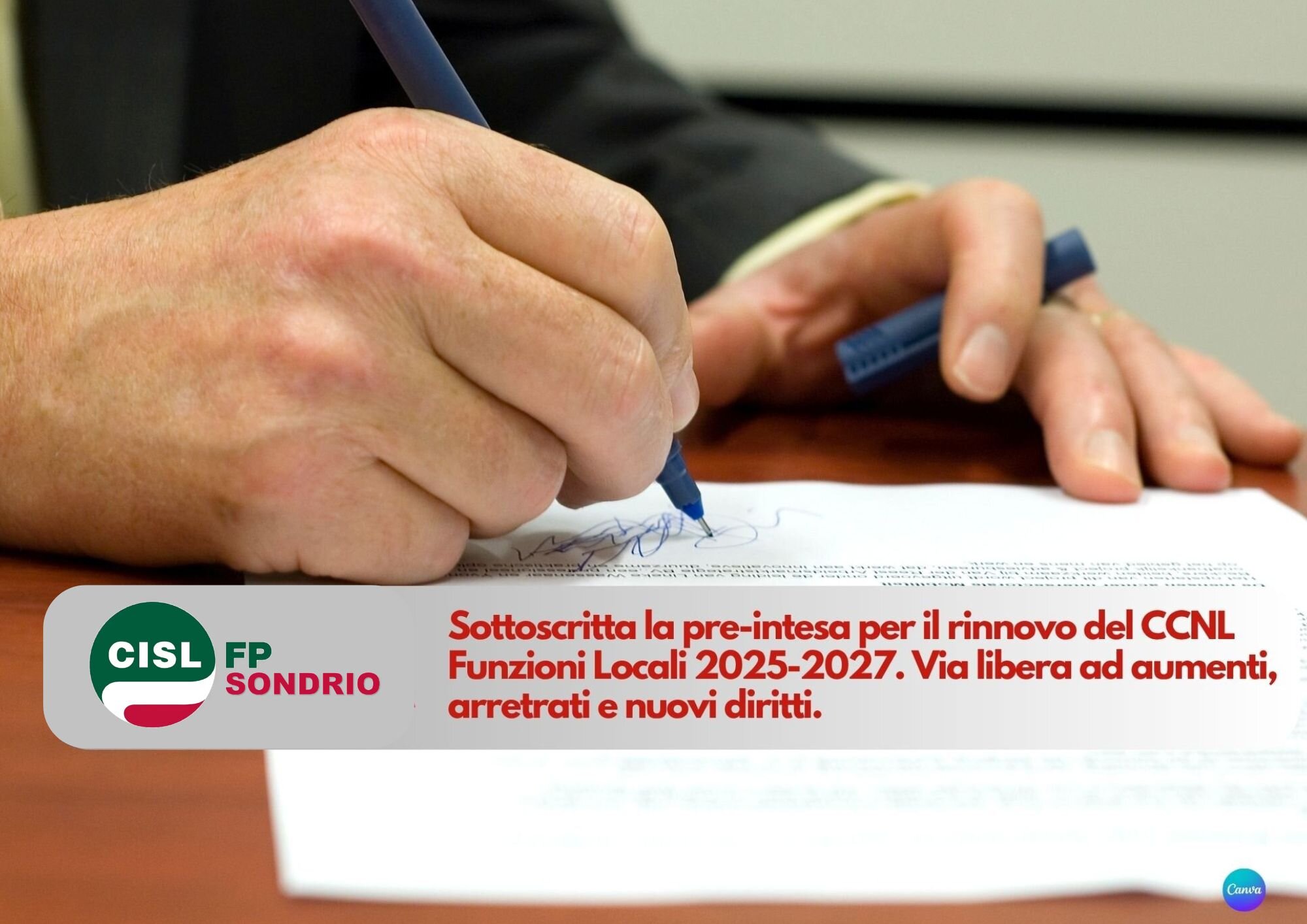 CISL FP Sondrio. Firmato il CCNL Funzioni Locali 2025-2027. Rinnovi ravvicinati, salari più alti e nuovi diritti