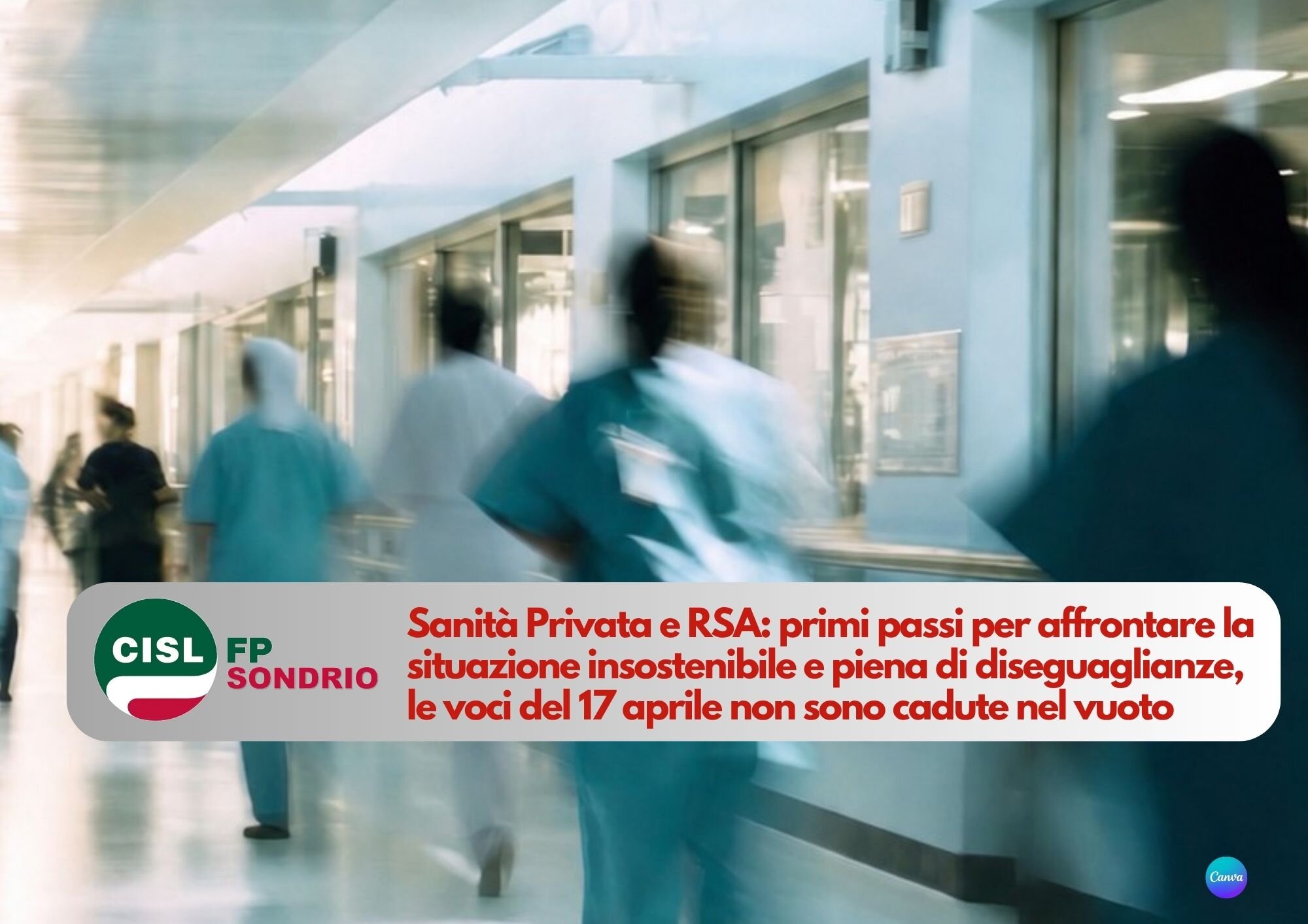 CISL FP Sondrio. Per Sanità Privata e RSA un primo segnale che le voci del 17 Aprile si sono fatte sentire