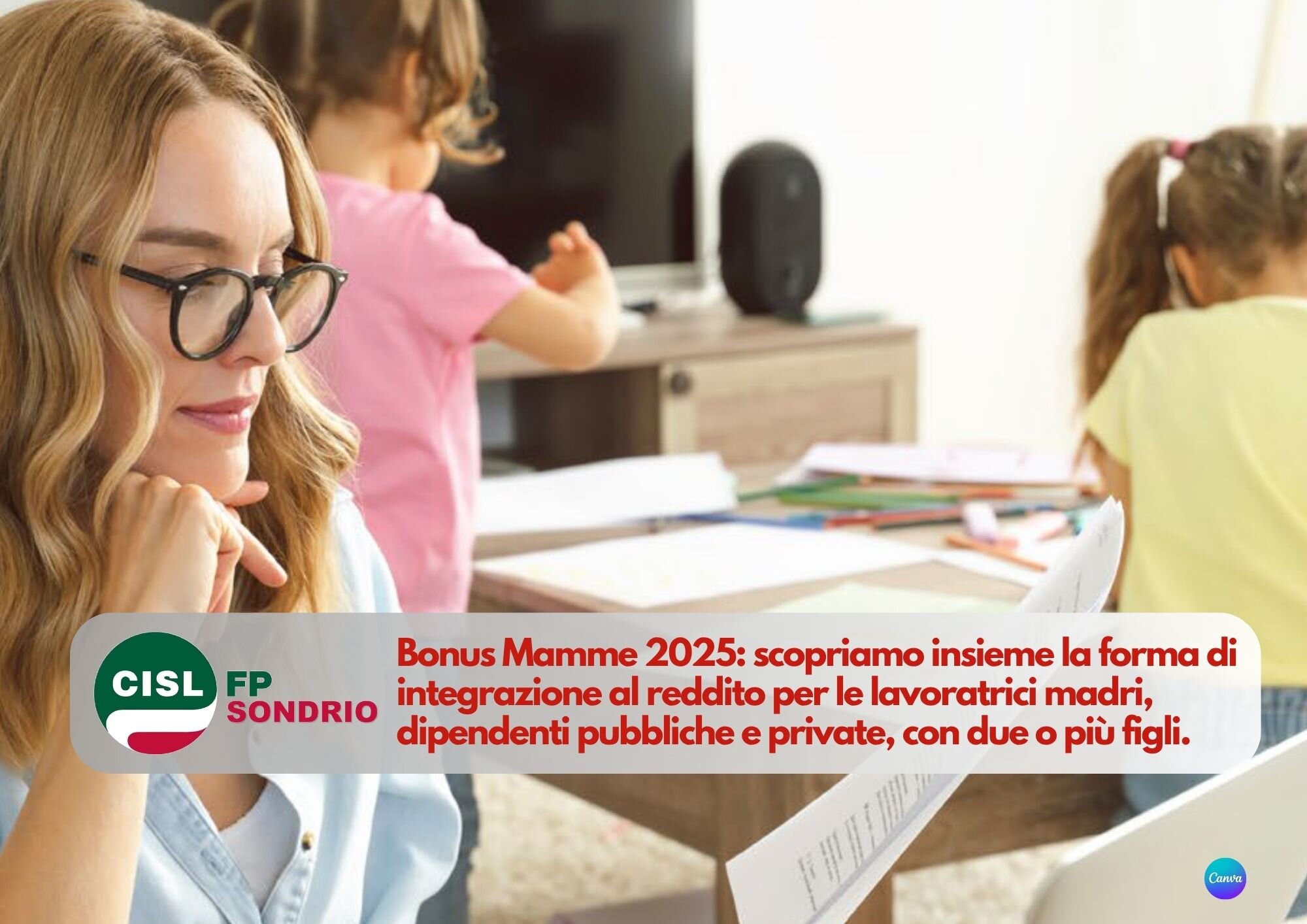 CISL FP Sondrio. Bonus mamme 2025. Le novità del bonus per le lavoratrici madri dipendenti pubbliche o private.