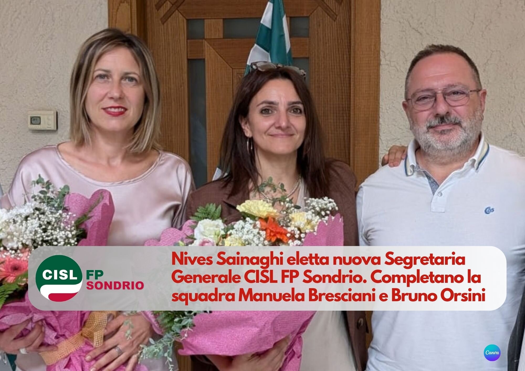 CISL FP Sondrio. Nives Sainaghi eletta nuova Segretaria Generale alla guida della federazione con Bresciani e Orsini CISL FP Sondrio. Nives Sainaghi eletta nuova Segretaria Generale alla guida della federazione con Bresciani e Orsini